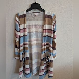 LuLaRoe Multicolor Striped Cardigan Caroline